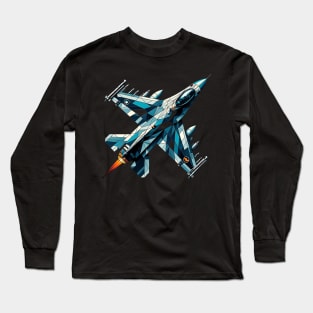 Tactical Geometric Raptor | F-22 Jet Fighter Tee Long Sleeve T-Shirt